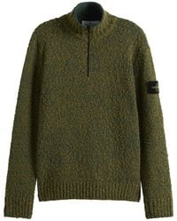 Stone Island - Speckled Wool Nylon Half Zip Jumper - Lyst