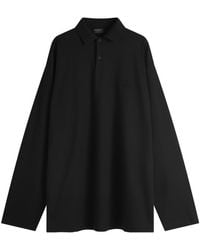【送料関税込】Balenciaga BB Long Sleeve Polo Balenciaga: Black BB Classic Long Sleeve Polo | SSENSE