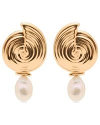 Missoma - Spiral Interchangeable Pearl Drop Earrings - Lyst