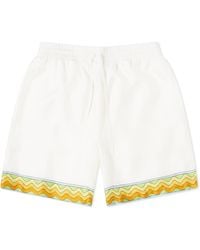 CASABLANCA - Tennis Club Silk Drawstring Shorts - Lyst