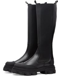 Ganni - High Leg Leather Boot - Lyst