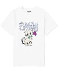 Ganni - Cat Relaxed T-Shirt - Lyst