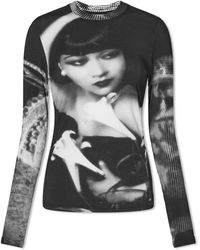 Angel Chen Anna May Wong Printed Mesh Top - Black