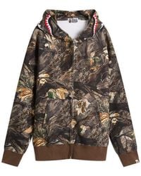 A Bathing Ape - Tree Edge Camo Shark Zip Hoodie - Lyst