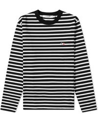 Maison Kitsuné - Long Sleeve Tricolour Fox Stripe T-Shirt - Lyst
