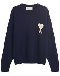Ami Paris - Crewneck Sweater With Contrasted Ami De Coeur - Lyst