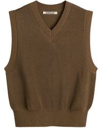 AURALEE High Twist Wool Knit Vest in Blue | Lyst