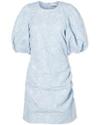 Ganni - Puff Sleeve Mini Dress - Lyst