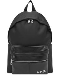A.P.C. - Logo Leather Nylon Backpack - Lyst