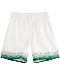 CASABLANCA - Silk Twill Montagne Drawstring Shorts - Lyst