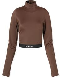 Amiri - Long Sleeve Mock Neck Crop Top - Lyst