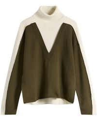 Maison Margiela - Mm6 V-Neck Knitted Double Layer Jumper - Lyst