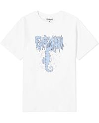 Ganni - Basic Jersey Seahorse Relaxed T-Shirt - Lyst