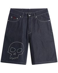 Pleasures - X Zero Skull Denim Shorts - Lyst