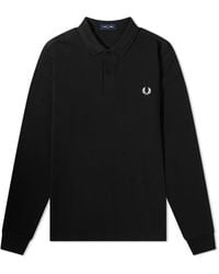 Fred Perry - Long Sleeve Plain Polo Shirt - Lyst