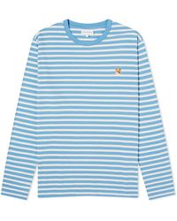 Maison Kitsuné - Fox Head Patch Long Sleeve Stripe T-Shirt - Lyst