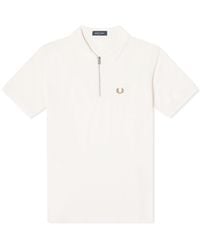Fred Perry - Textured Zip Neck Polo Shirt - Lyst