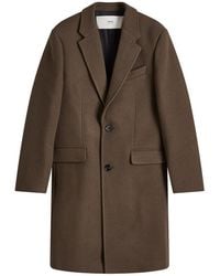 Ami Paris - Italian Herringbone Wool Overcoat with Pockets - Lyst