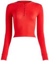 Skims - Cotton Rib Cropped Henley Long Sleeve - Lyst