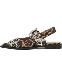 Ganni - Feminine Buckle Ballerina Print Ballet Shoes - Lyst