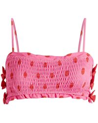 Damson Madder - Shirred Bow Bikini Top - Lyst
