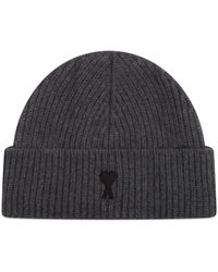 Ami Paris - Felted Merino Wool Knit Beanie - Lyst