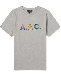 A.P.C. - Derek Tartan Logo T-Shirt - Lyst
