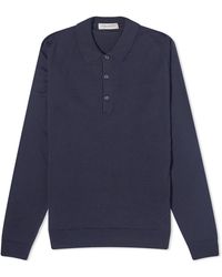 John Smedley - Belper Long Sleeve Knitted Polo Shirt - Lyst