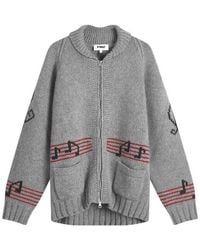 YMC - Wool Nylon Jacquard Cowichan Cardigan - Lyst
