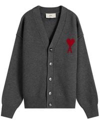 Ami Paris - Felted Merino Wool Knit Adc Cardigan - Lyst