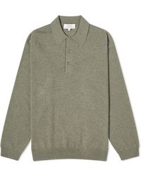 Studio Nicholson - Noe Long Sleeve Knit Polo Shirt - Lyst