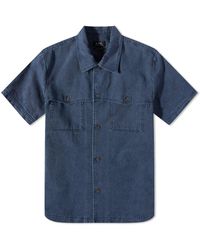 A.P.C. - Gilles Short Sleeve Washed Denim Shirt - Lyst
