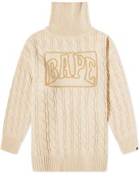 A Bathing Ape - Logo Cable Knit Sweater - Lyst