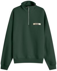 Jacquemus - Grosgrain Patch Logo Half Zip Sweatshirt - Lyst