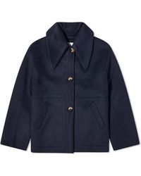 Ganni - Wool Wide Collar Jacket - Lyst