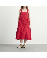 ascot linen dress Smocked Beige Linen Dress