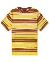 Beams Plus Pile Stripe Pocket T-shirt - Yellow