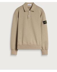Stone Island - Tubular Cotton Garment Dyed Polo Sweatshirt - Lyst