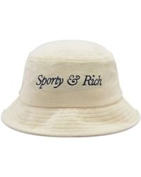 Sporty & Rich - Italic Logo Velour Bucket Hat - Lyst