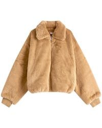 GOOD AMERICAN - Faux Fur Oversized Collared Coat - Lyst
