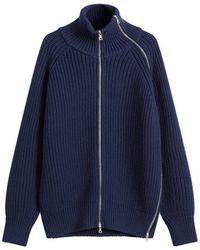 Dries Van Noten - Double Zip Wool Ribbed Jumper - Lyst