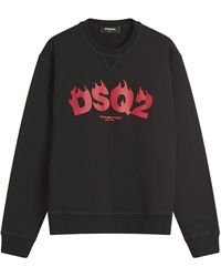 DSquared² - Flames Logo Cool Fit Crew Sweat - Lyst