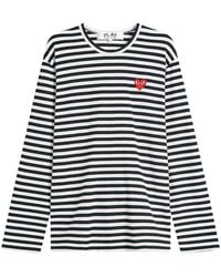 COMME DES GARÇONS PLAY - Long Sleeve Heart Logo Stripe T-Shirt - Lyst