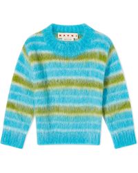Marni - 3/4 Sleeve Brushed Stripes Cropped Sweater - Lyst