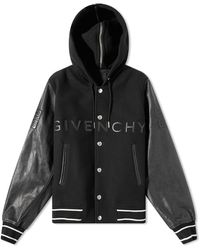 Givenchy - Logo Leather Hooded Varsity Jacket - Lyst