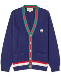 Gucci - Gg Logo Stripe Placket Cardigan - Lyst
