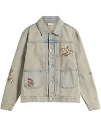 Drole de Monsieur - Embroidered Flowers Patch Denim Jacket - Lyst