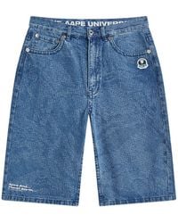 Aape By A Bathing Ape - Aape Jacquard Denim Shorts - Lyst