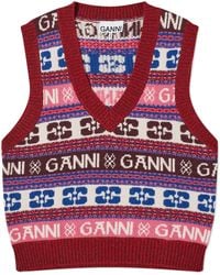 Ganni - Logo Wool Mix Vest - Lyst
