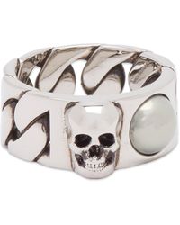 Alexander McQueen - Skull & Pearl Ring - Lyst